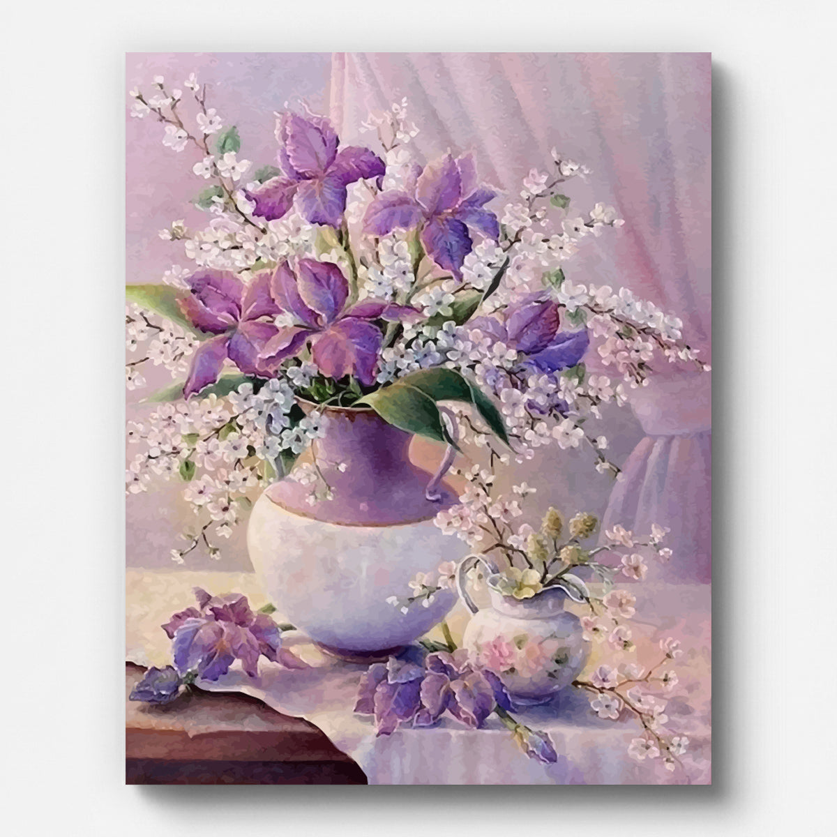 Purple Flowers in Vase Paint by Numbers for Adults by Paintarthub - Finished Wall Art