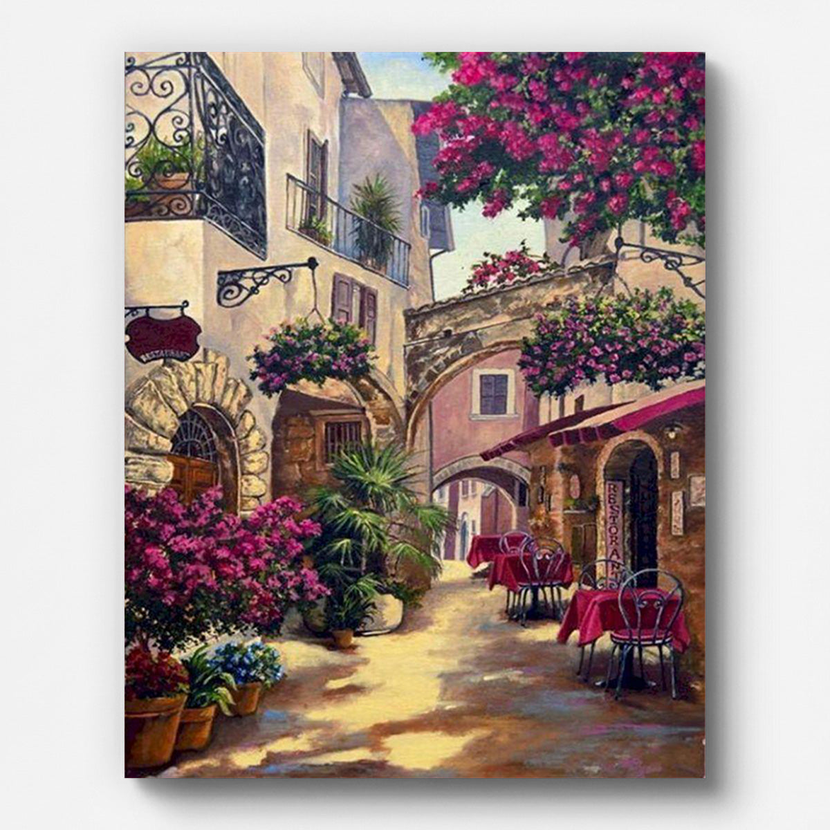 Quiet Street in Provence Paint by Numbers for Adults by Paintarthub - Finished Wall Art
