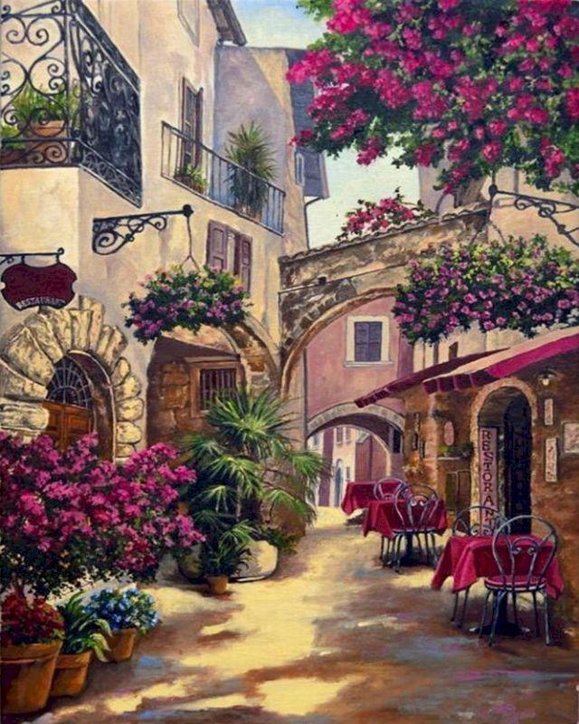 Quiet Street in Provence Paint by Numbers for Adults by Paintarthub