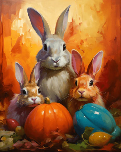 Rabbit Ensemble Paint by Number for Adults by Paintarthub
