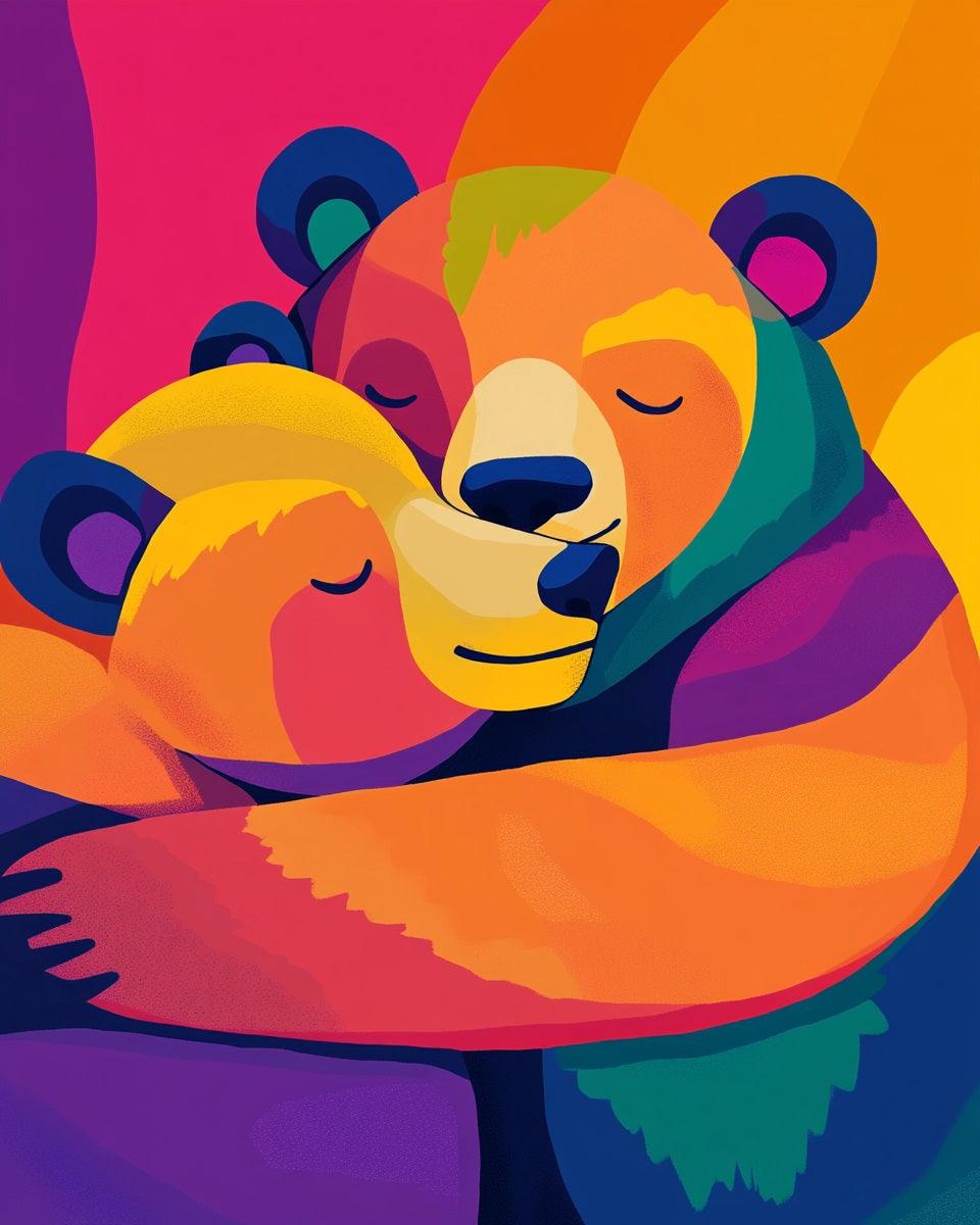 Rainbow Bear Hug Paint by Numbers for Adults by Paintarthub