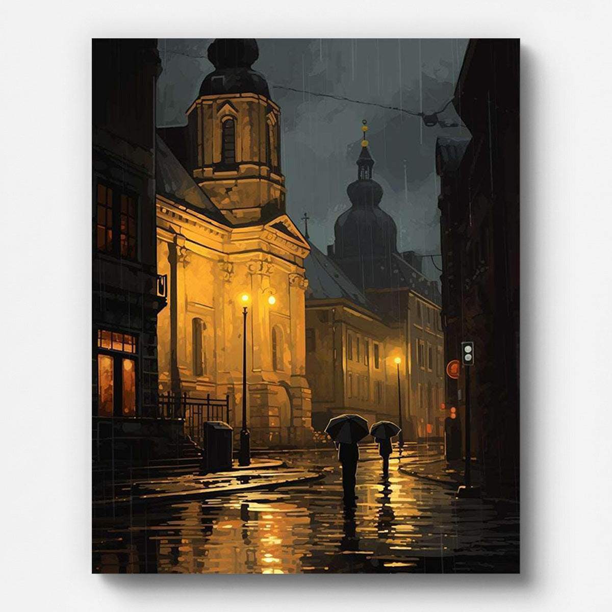 Rainy Alley Paint by Numbers for Adults by Paintarthub - Finished Wall Art