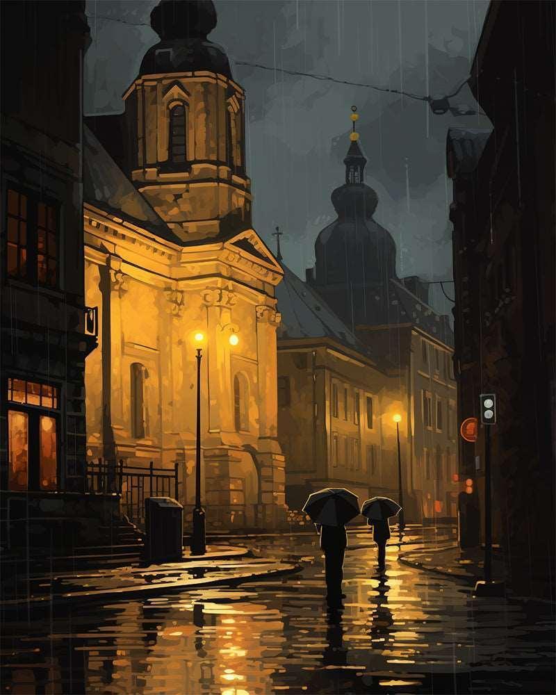 Rainy Alley Paint by Numbers for Adults by Paintarthub