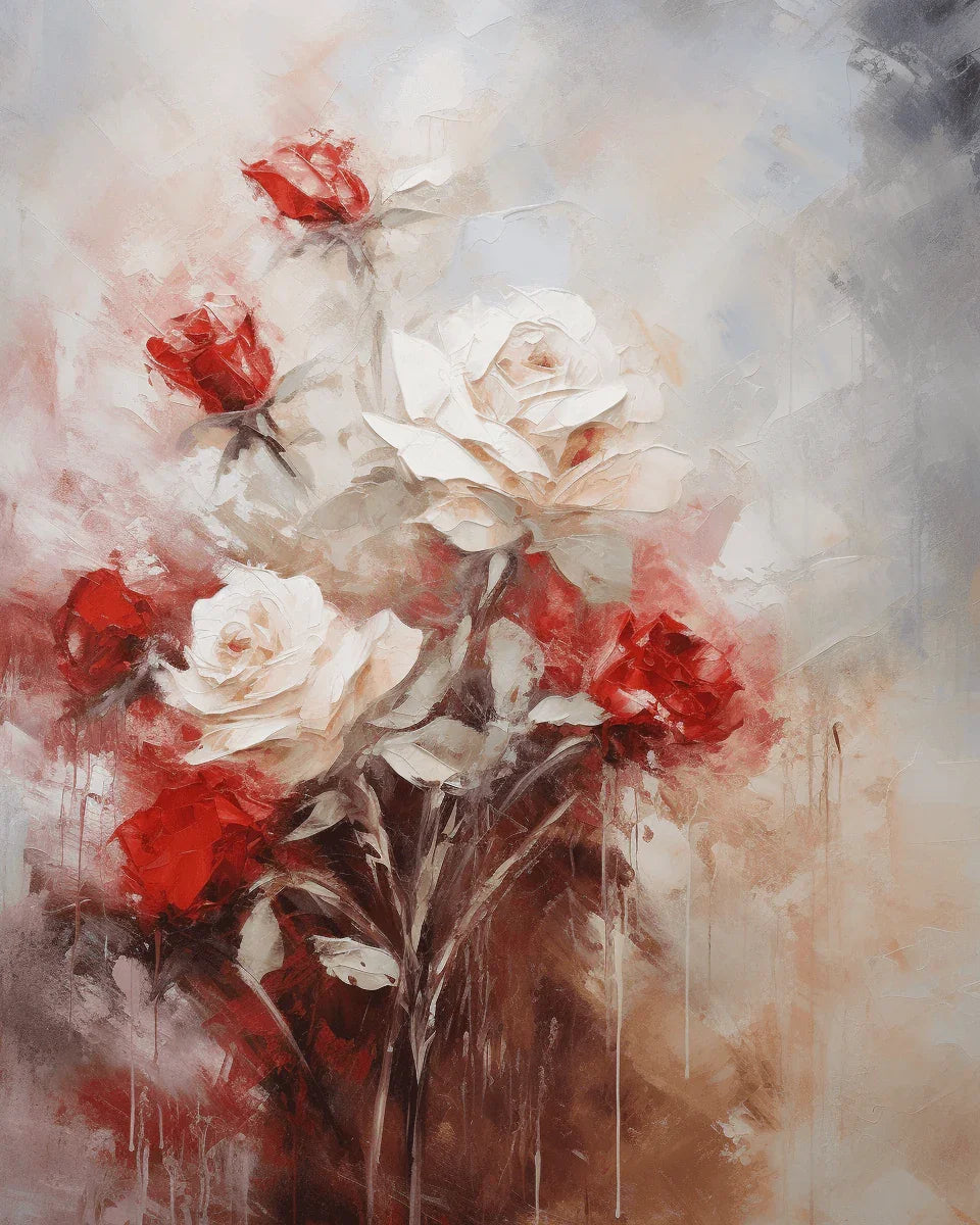 Red and White Roses Paint by Number for Adults by Paintarthub