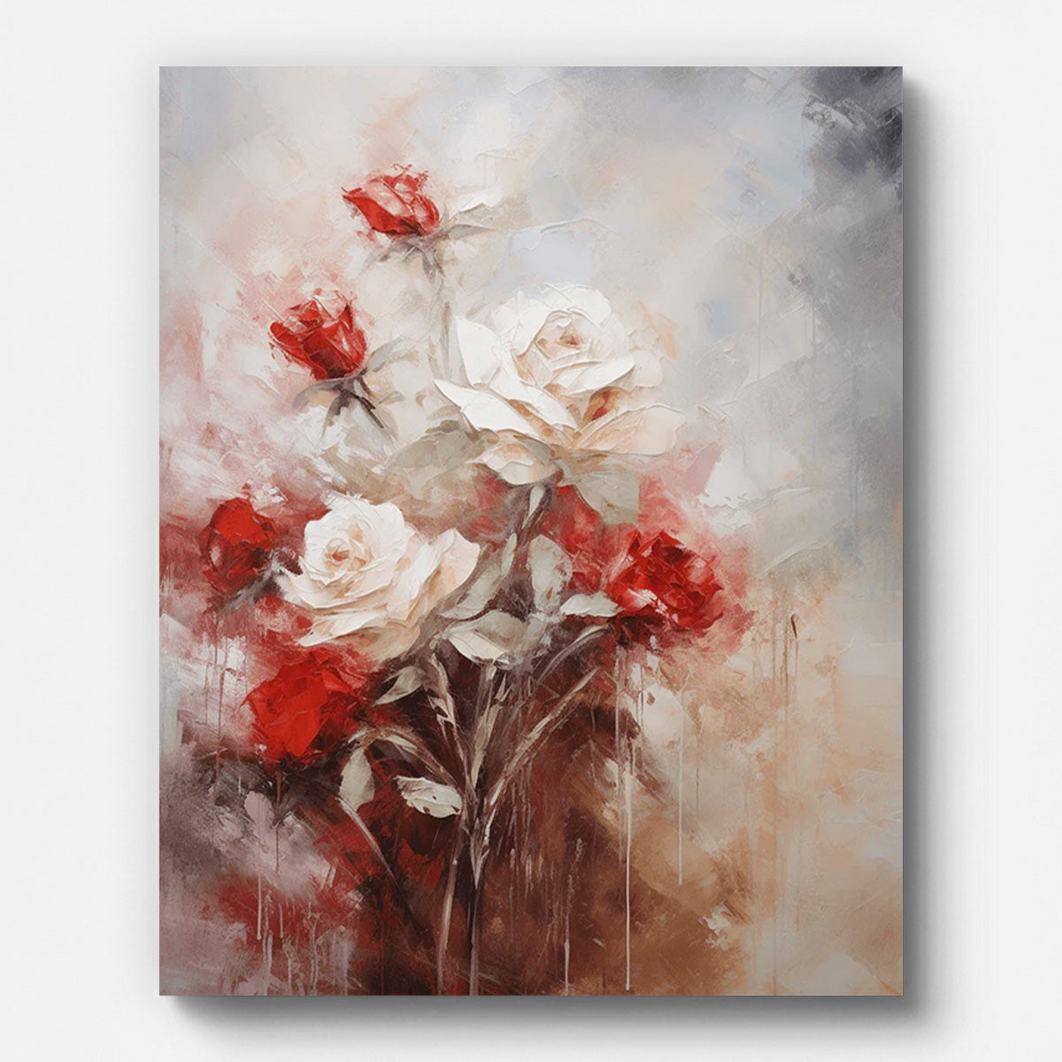 Red and White Roses Paint by Numbers for Adults by Paintarthub - Finished Wall Art