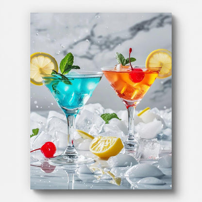 Refreshing Cocktails Paint by Numbers for Adults by Paintarthub - Finished Wall Art
