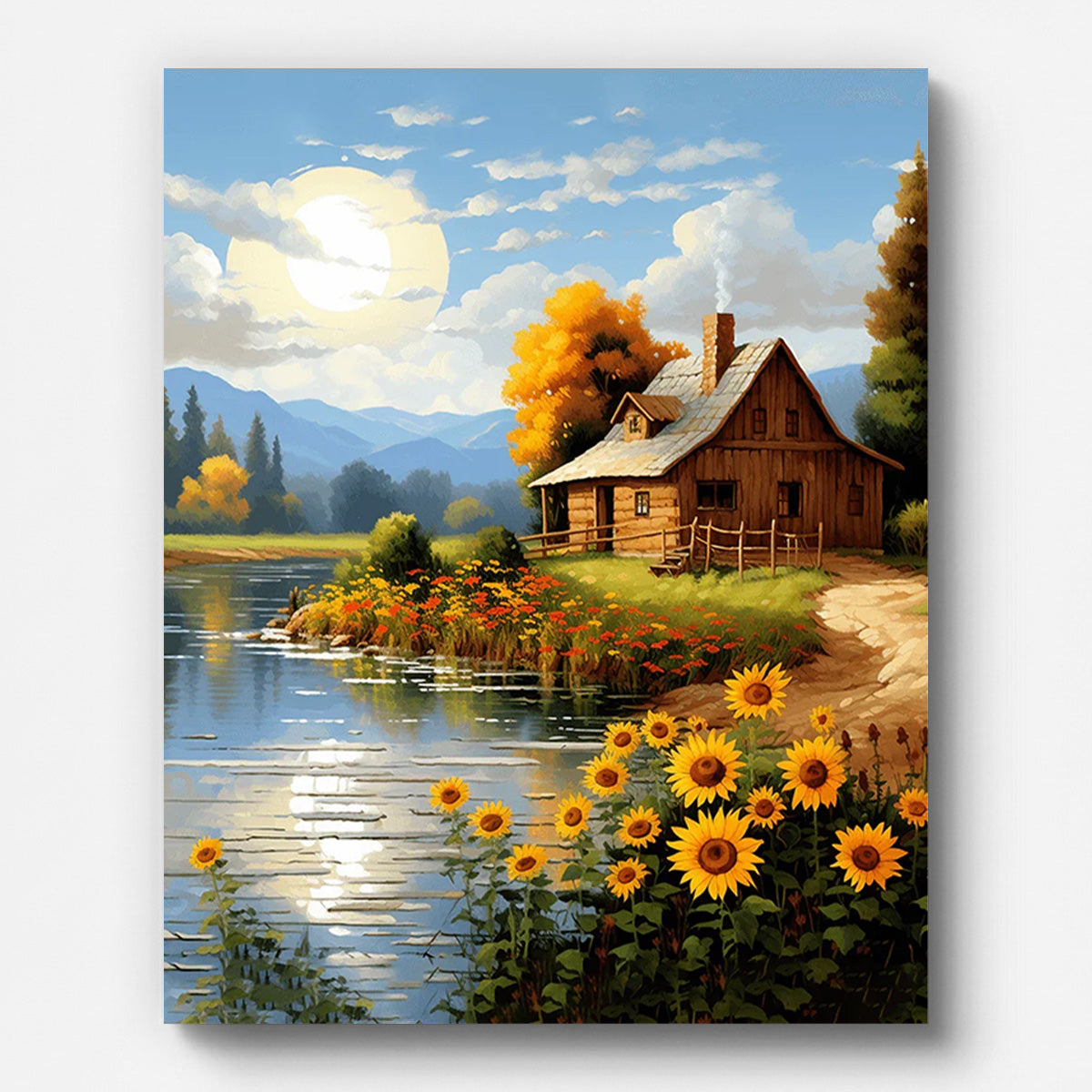 Riverside Cabin Paint by Numbers for Adults by Paintarthub - Finished Wall Art
