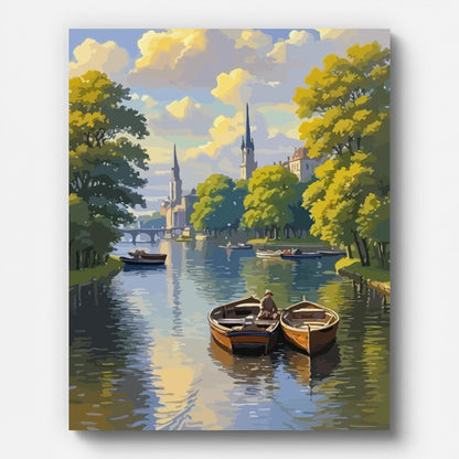 Riverside Village Paint by Numbers for Adults by Paintarthub - Finished Wall Art