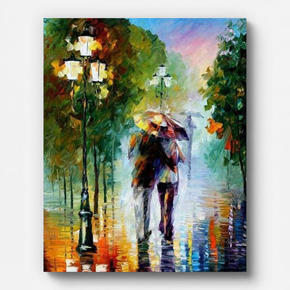 Romanticism Under The Rain Paint by Numbers for Adults by Paintarthub - Finished Wall Art