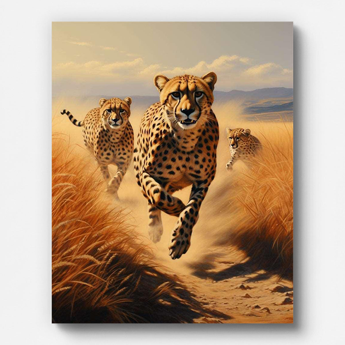 Running Cheetah Paint by Numbers for Adults by Paintarthub - Finished Wall Art