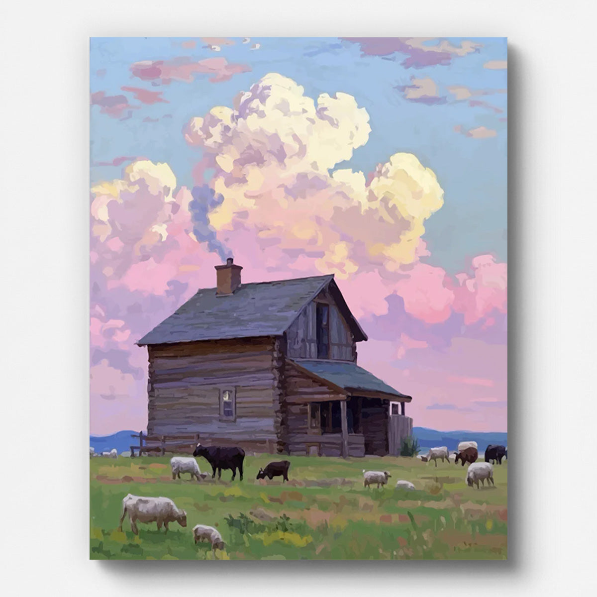 Rustic Countryside Cottage Paint by Numbers for Adults by Paintarthub - Finished Wall Art