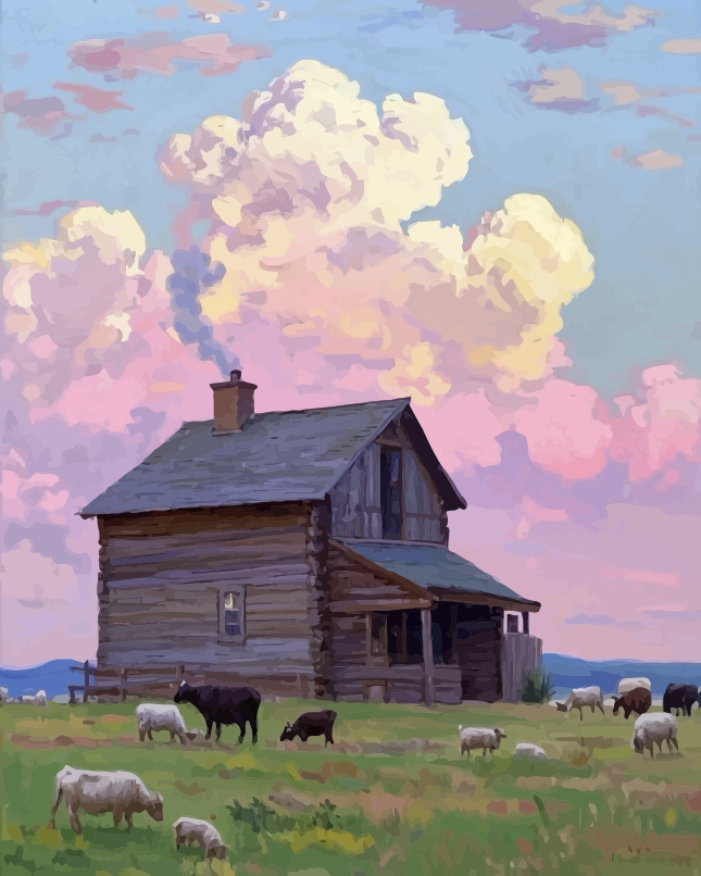 Rustic Countryside Cottage Paint by Numbers for Adults by Paintarthub