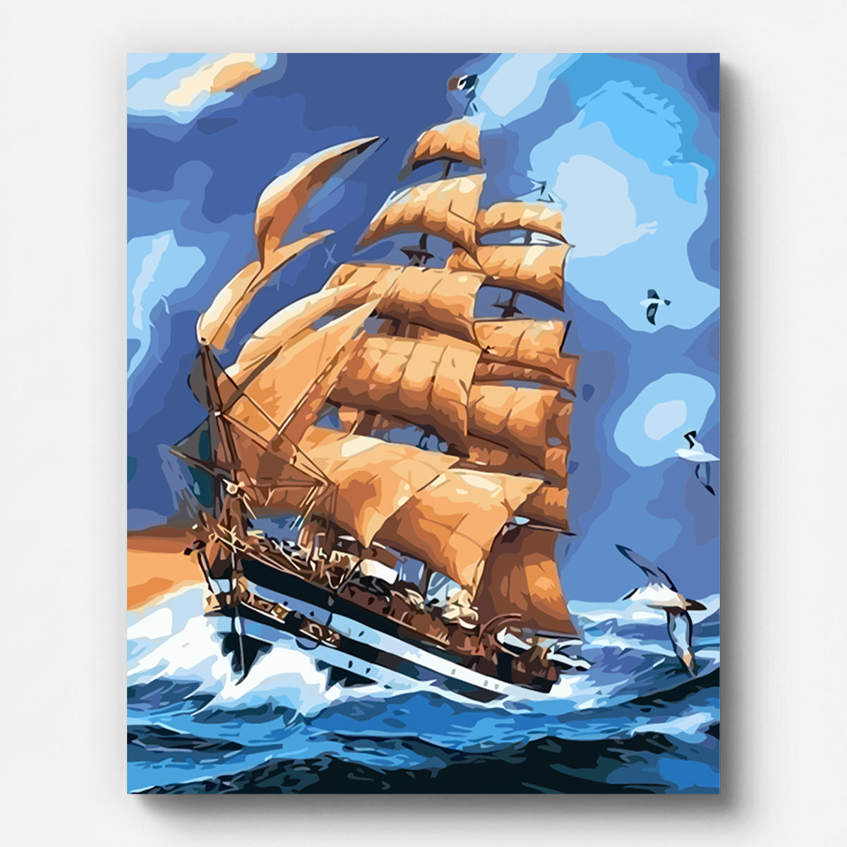 Sailing Ship Paint by Numbers for Adults by Paintarthub - Finished Wall Art