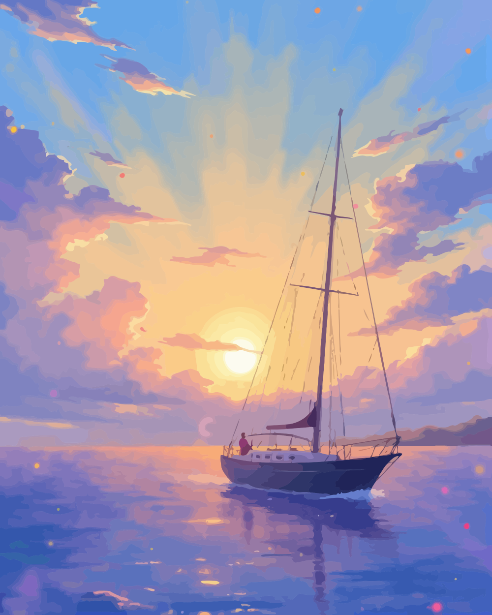 Sailing into Sunset Paint by Numbers for Adults by Paintarthub