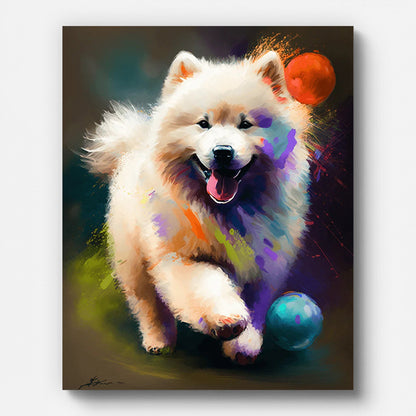 Samoyed Dog Paint by Numbers for Adults by Paintarthub - Finished Wall Art