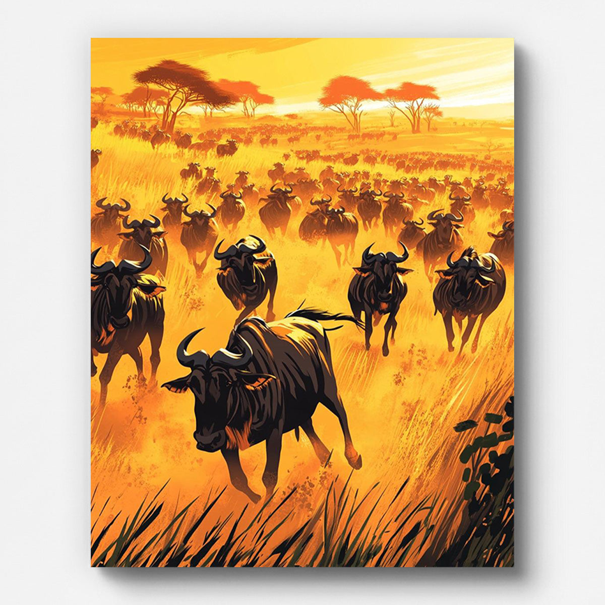 Savannah Wildebeest Paint by Numbers for Adults by Paintarthub - Finished Wall Art