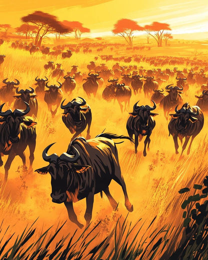 Savannah Wildebeest Paint by Numbers for Adults by Paintarthub