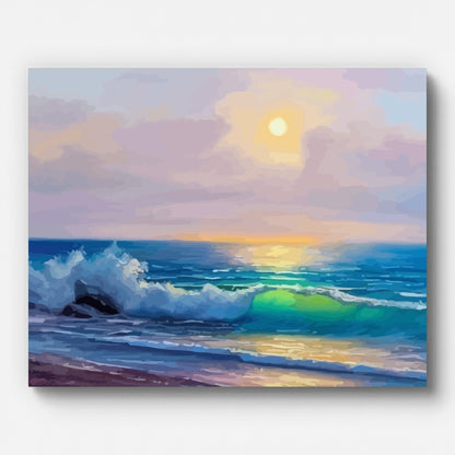 Sea Waves Paint by Numbers for Adults by Paintarthub - Finished Wall Art