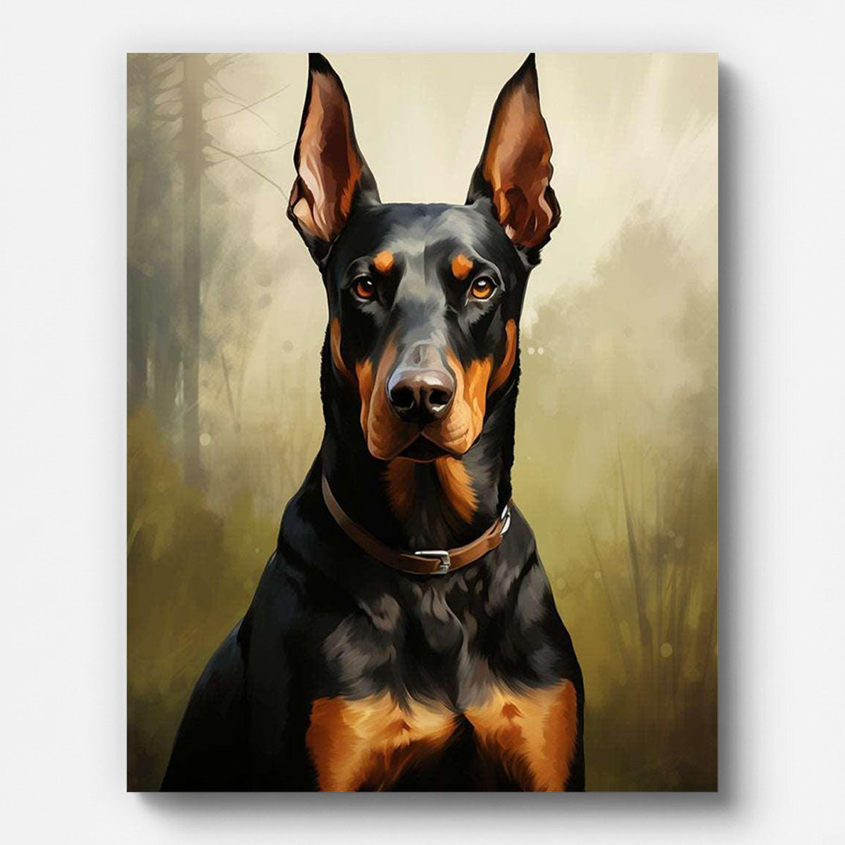 Serious Doberman Dog Paint by Numbers for Adults by Paintarthub - Finished Wall Art