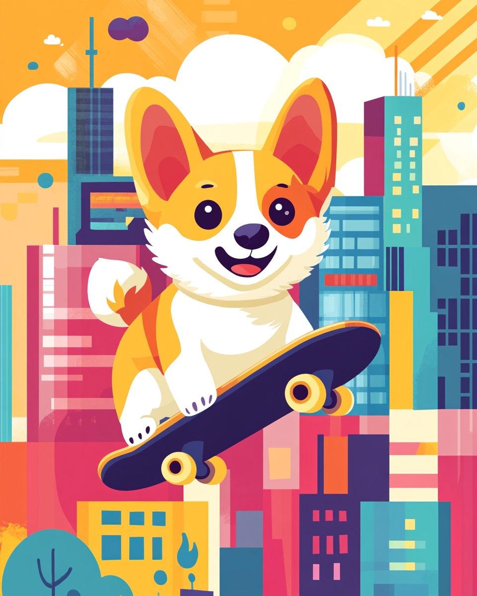 Skateboarding Dog Paint by Numbers for Adults by Paintarthub