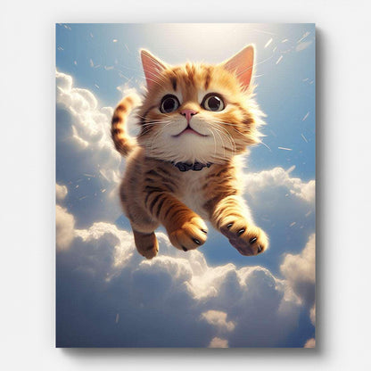 Sky Kitty Paint by Numbers for Adults by Paintarthub - Finished Wall Art