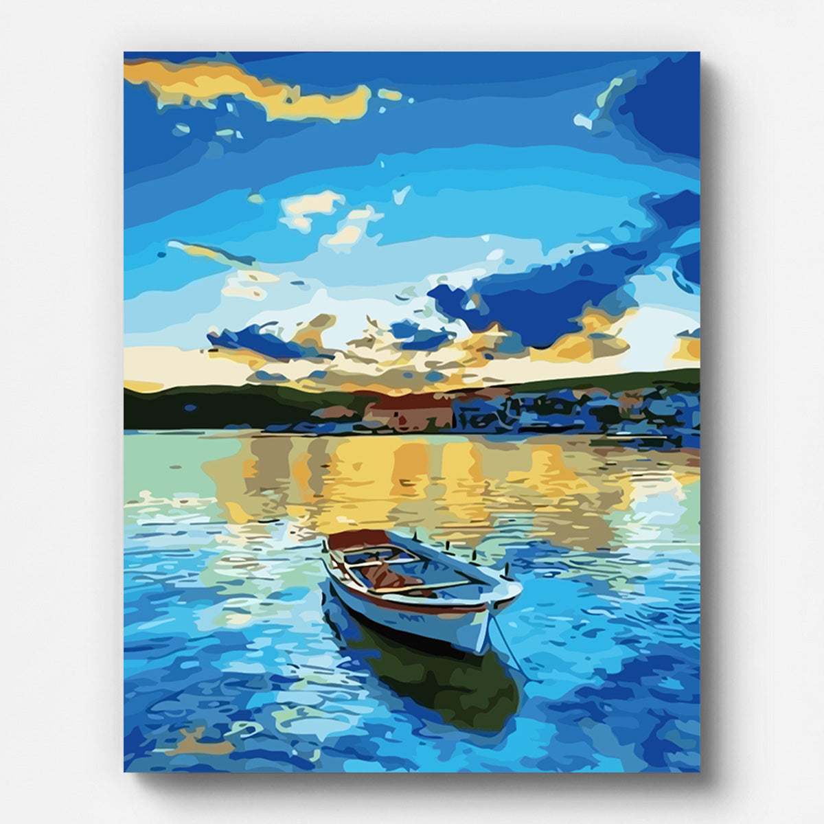 Small Boat at Sunrise Paint by Numbers for Adults by Paintarthub - Finished Wall Art