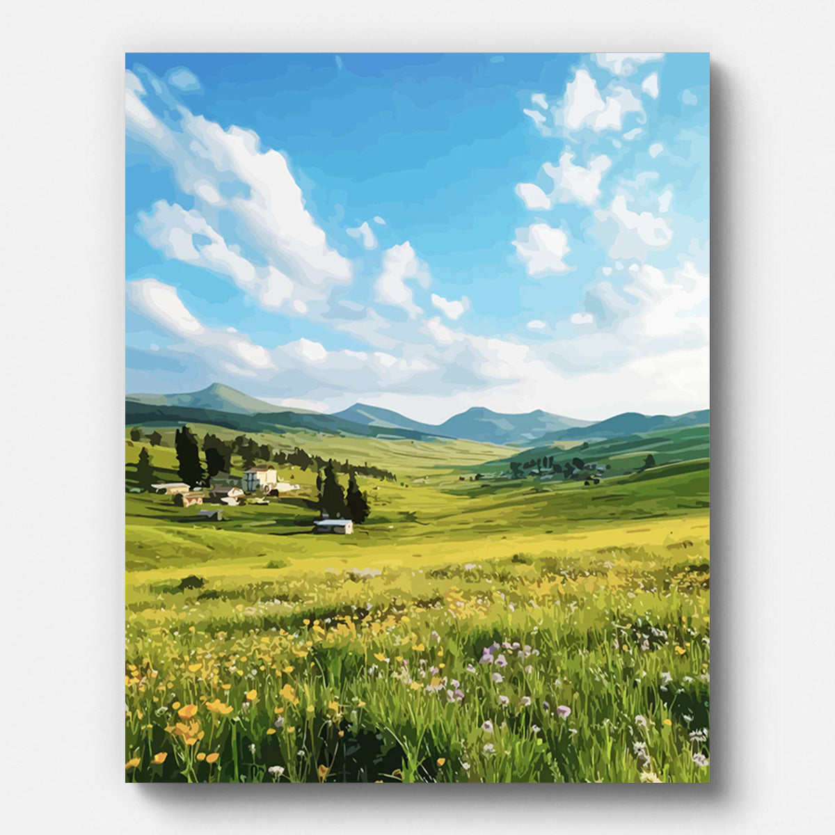 Spring Countryside View Paint by Numbers for Adults by Paintarthub - Finished Wall Art