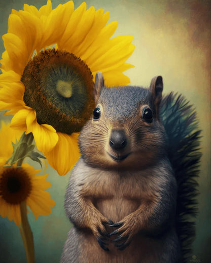 Squirrel and Sunflower Paint by Numbers for Adults by Paintarthub
