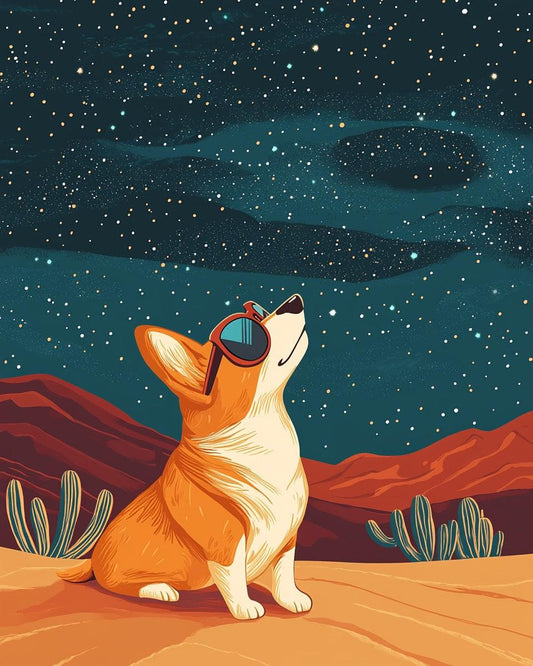 Starry Night Dog Paint by Numbers for Adults by Paintarthub