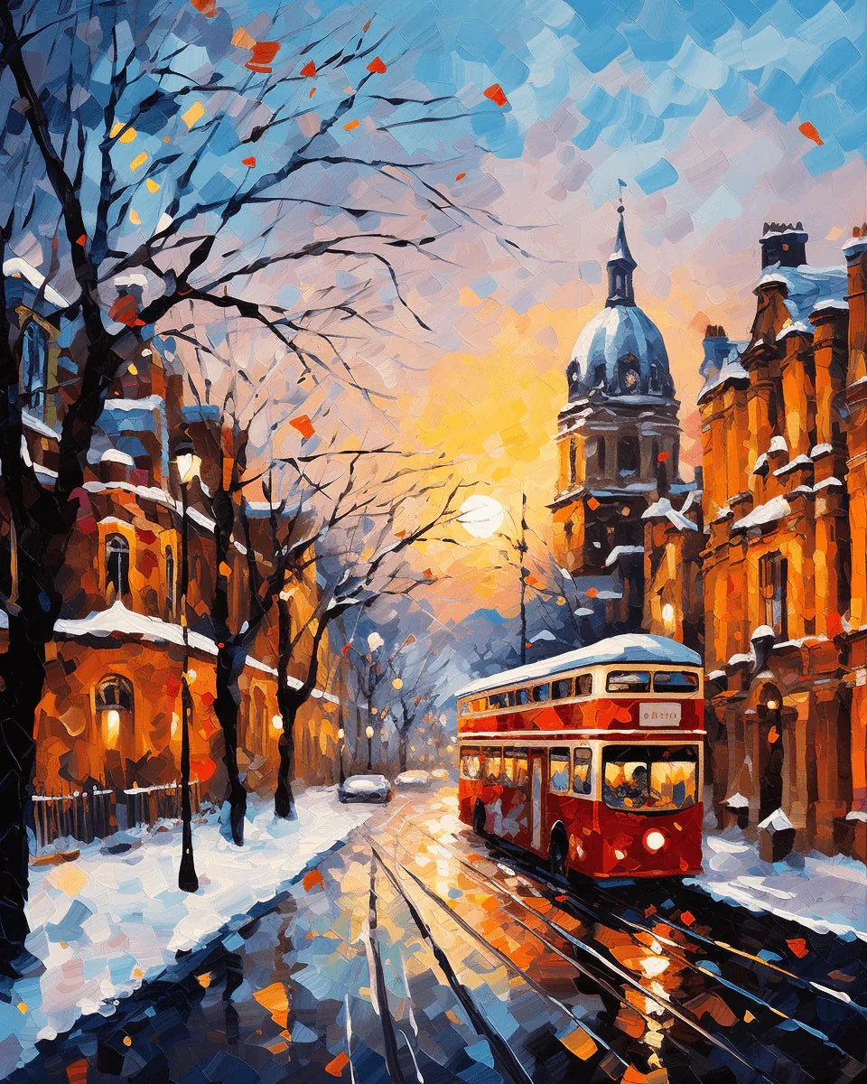 Street in Winter Paint by Number for Adults by Paintarthub