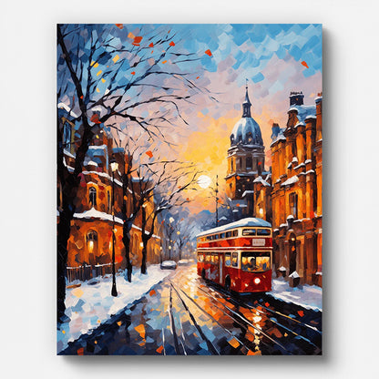 Street in Winter Paint by Numbers for Adults by Paintarthub - Finished Wall Art
