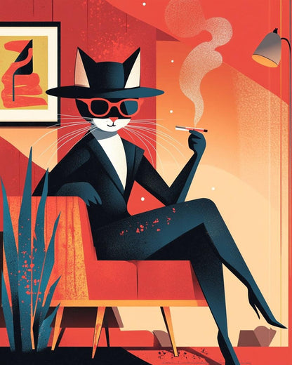 Stylish Cat Detective Paint by Numbers for Adults by Paintarthub