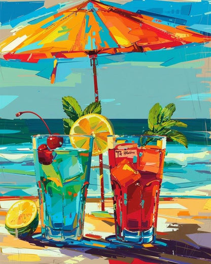Summer Beach Cocktails Paint by Numbers for Adults by Paintarthub