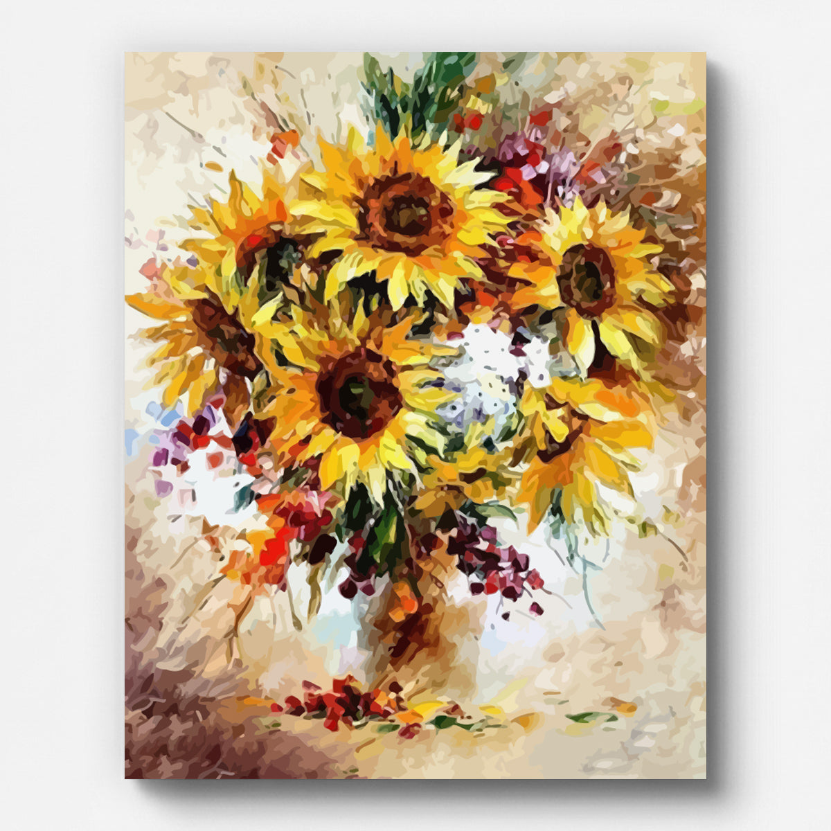 Sunflowers in a Vase Paint by Numbers for Adults by Paintarthub - Finished Wall Art