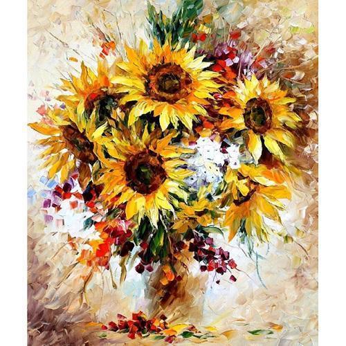 Sunflowers in a Vase Paint by Numbers for Adults by Paintarthub