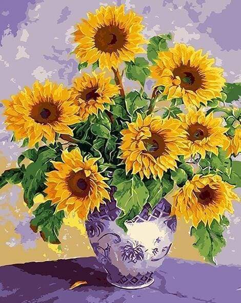 Sunflowers in Ancient Vase Paint by Numbers