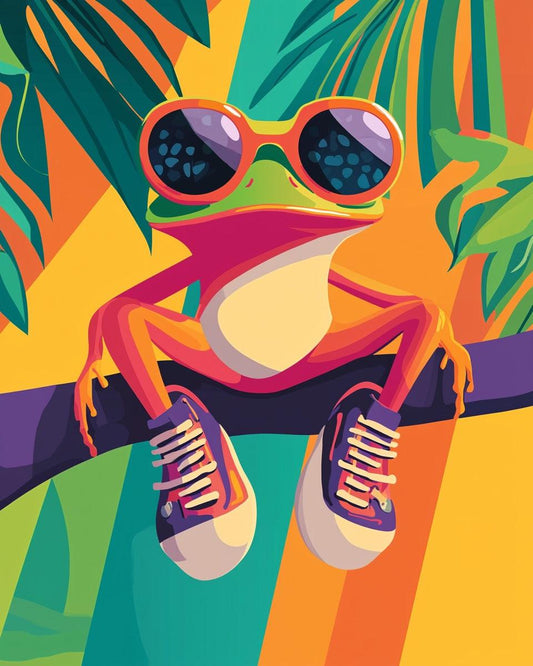Sunglasses Frog Paint by Numbers for Adults by Paintarthub