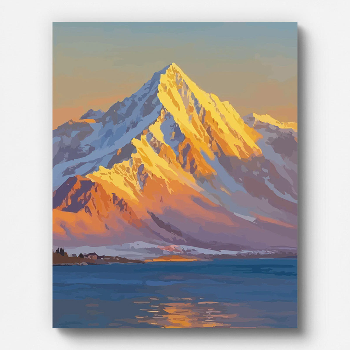 Sunlit Mountain Lake Paint by Numbers for Adults by Paintarthub - Finished Wall Art