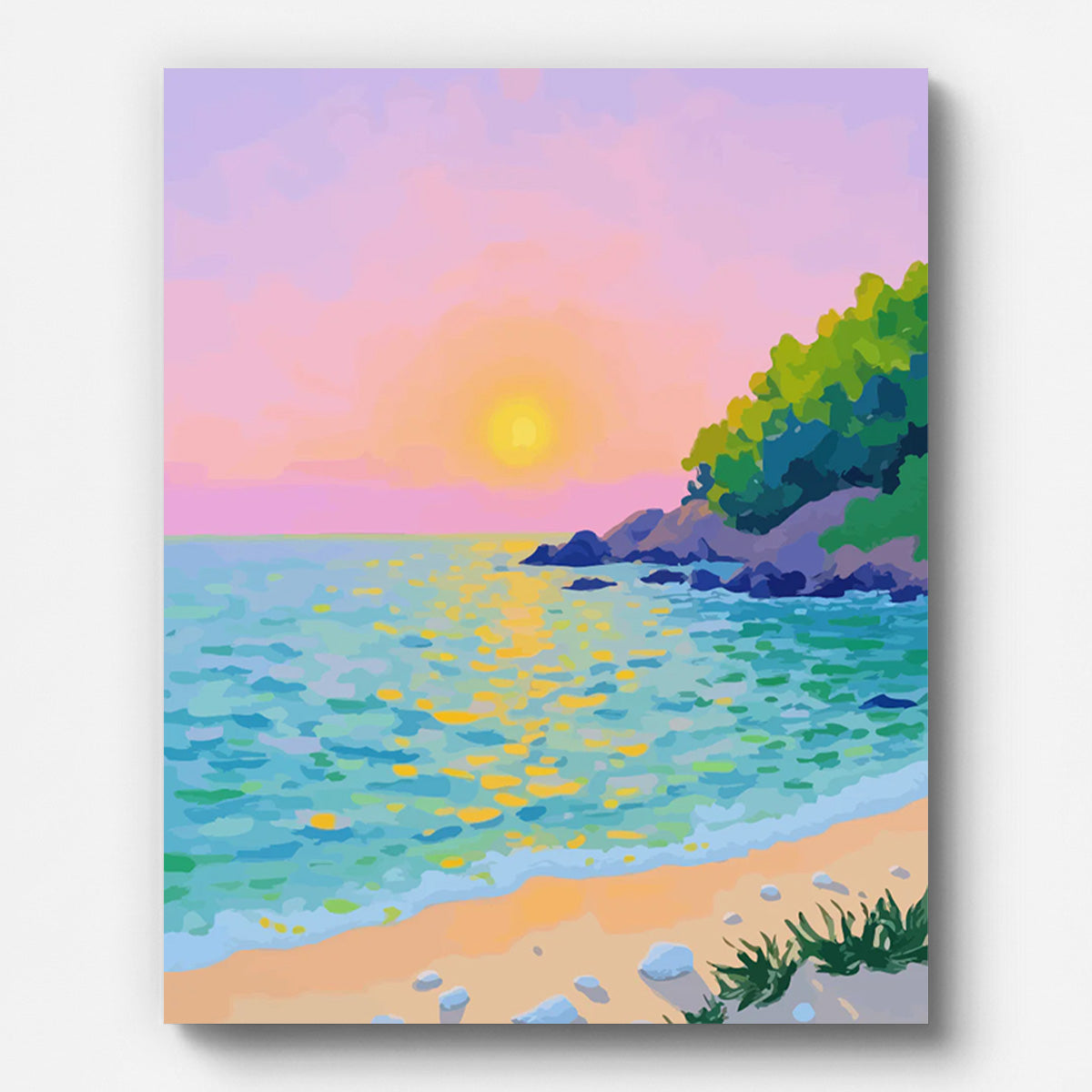 Sunset Beach Serenity Paint by Numbers for Adults by Paintarthub - Finished Wall Art