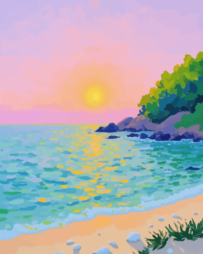 Sunset Beach Serenity Paint by Numbers for Adults by Paintarthub