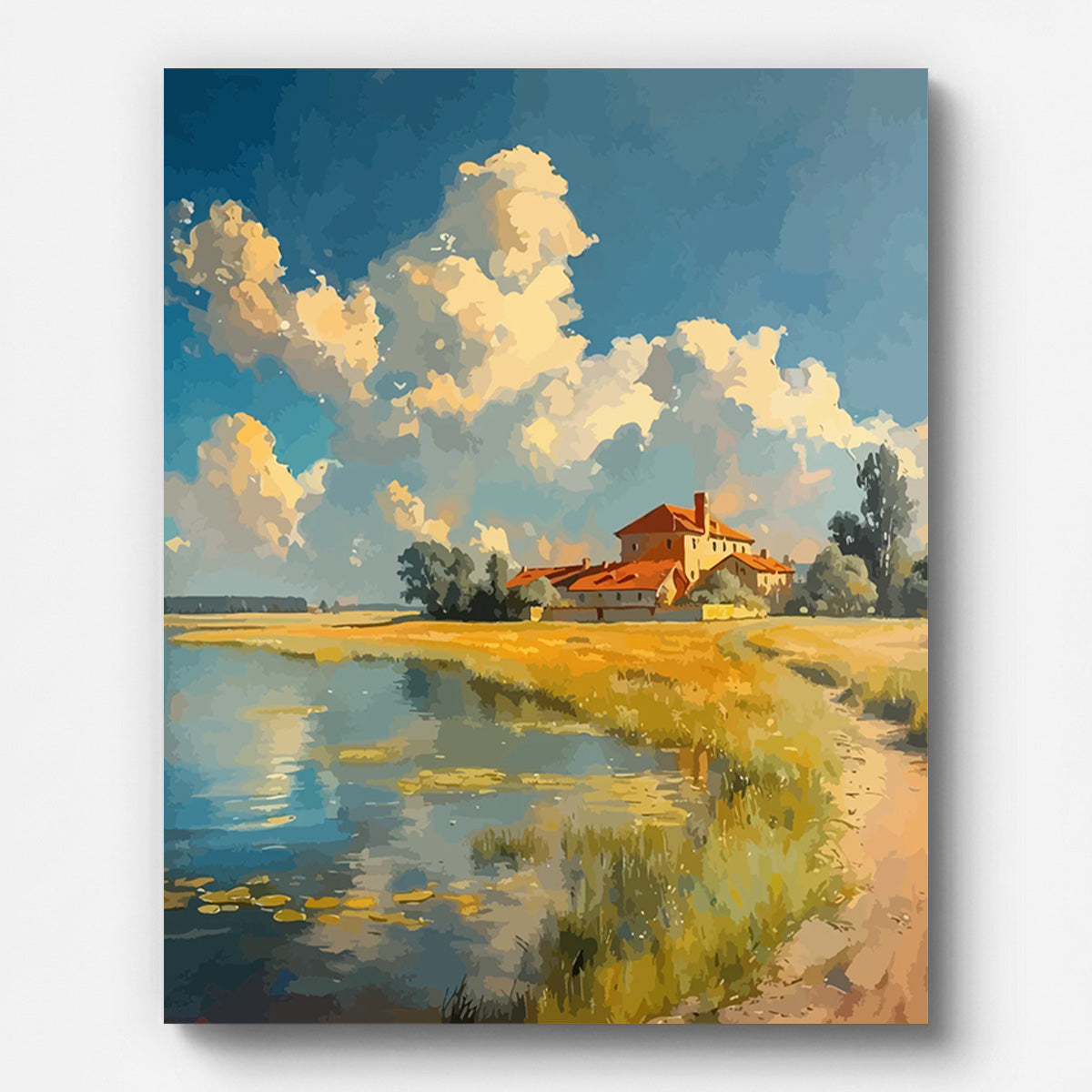 Sunset Countryside Estate Paint by Numbers for Adults by Paintarthub - Finished Wall Art