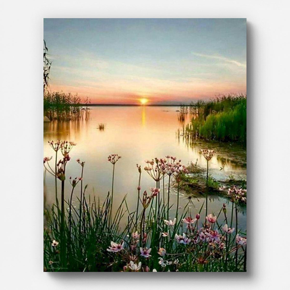Sunset Over Lake Paint by Numbers for Adults by Paintarthub - Finished Wall Art