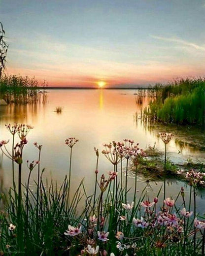Sunset Over Lake Paint by Numbers for Adults by Paintarthub