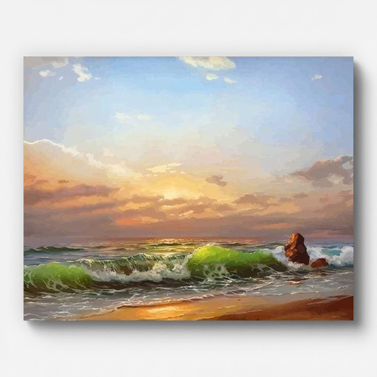 Sunset by the Sea Paint by Numbers for Adults by Paintarthub - Finished Wall Art