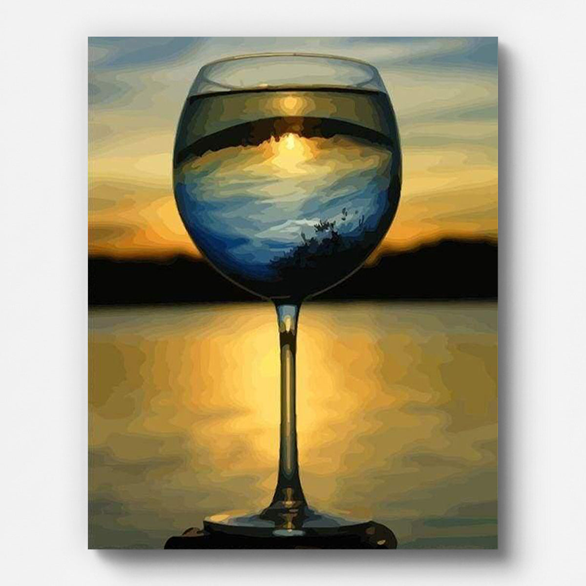 Sunset in a Wine Cup Paint by Numbers for Adults by Paintarthub - Finished Wall Art