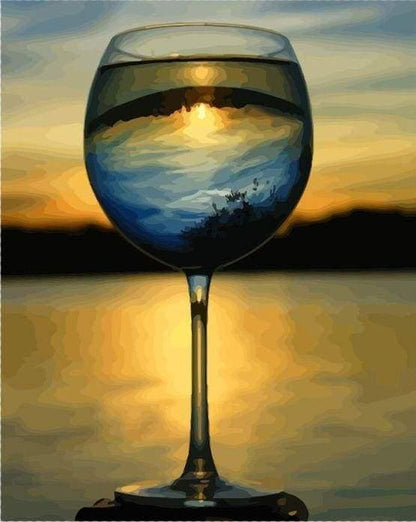 Sunset in a Wine Cup Paint by Numbers for Adults by Paintarthub
