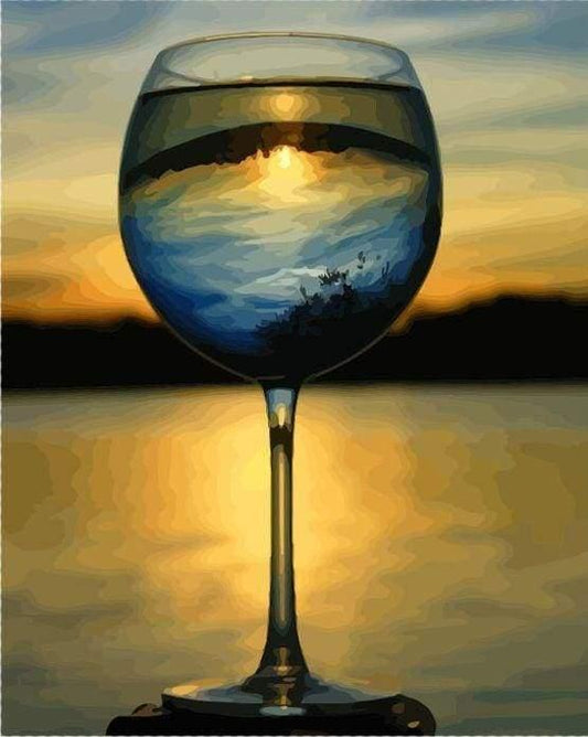 Sunset in a Wine Cup Paint by Numbers for Adults by Paintarthub