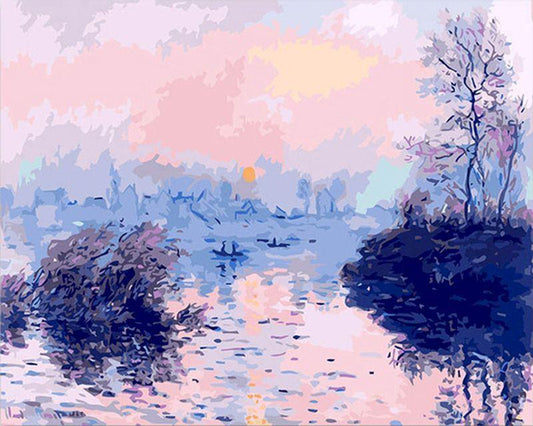 Sunset on the Seine at Lavacourt Paint by Numbers for Adults by Paintarthub