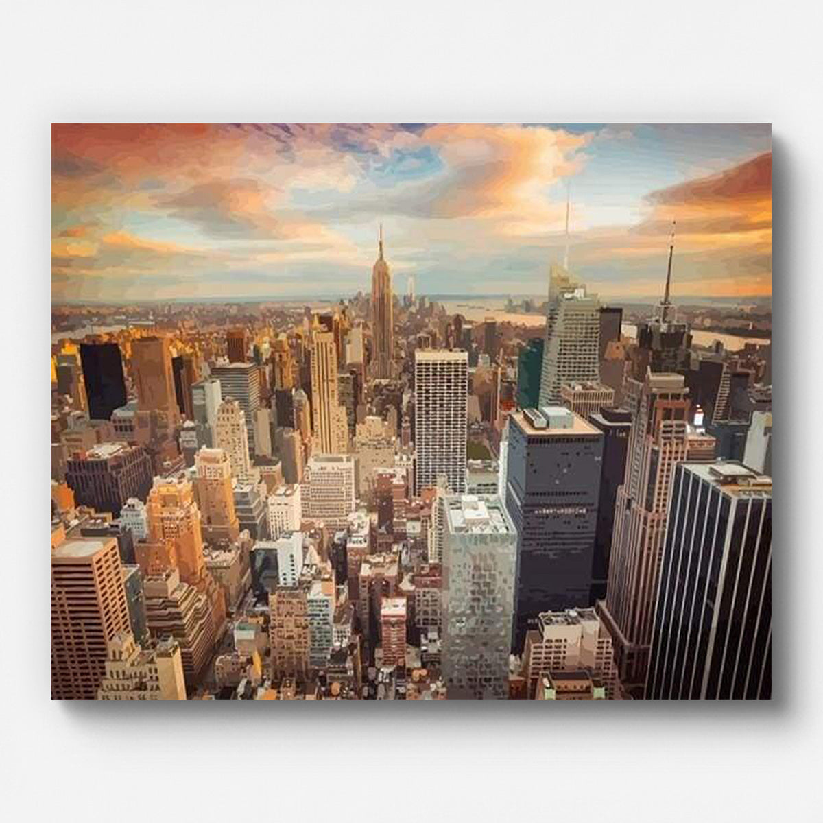 Sunset over New York Paint by Numbers for Adults by Paintarthub - Finished Wall Art