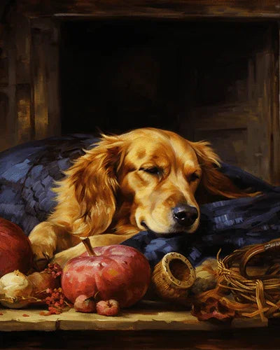 The Golden Retriever Sound Asleep for Adults by Paintarthub